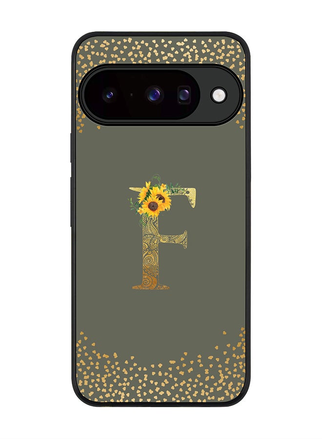 For Google Pixel 10 Case,Slim fit Camera Protection, Shockproof Thin Phone cover  - Custom Floral Monogram - F  (Olive Green )